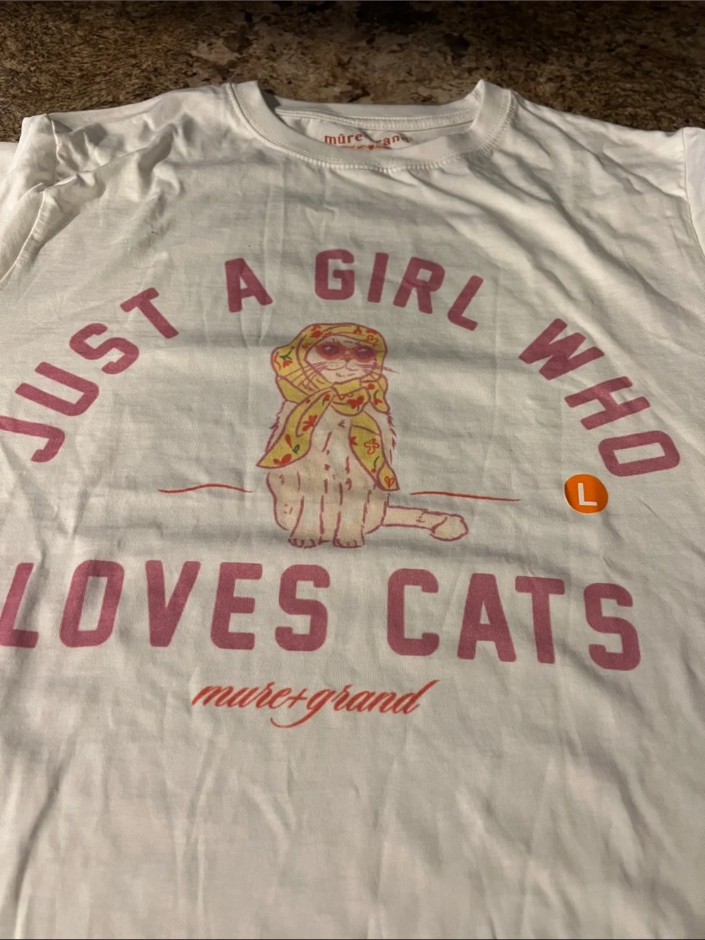 Just a Girl Who Loves Cats White Graphic Cat T-Shirt - mute+grand L New
